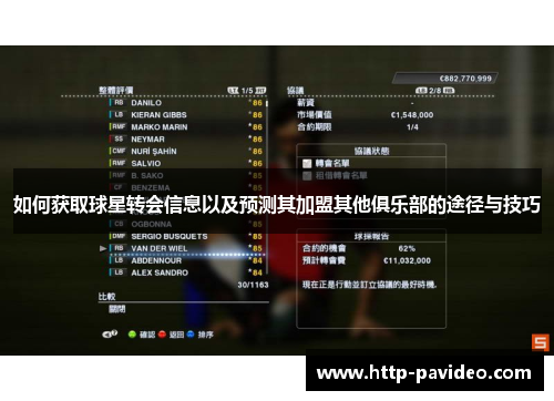 如何获取球星转会信息以及预测其加盟其他俱乐部的途径与技巧